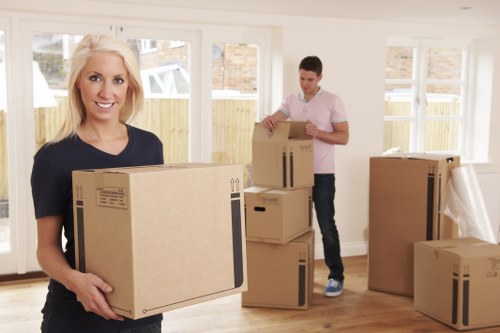 Prepared moving boxes and household items ready for transport