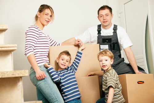 Packed boxes and furniture ready for moving truck collection in Vauxhall